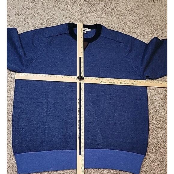 Peter Millar Blue Merino Wool Crewneck Sweater XL Elbow Patch Preppy EUC - Picture 5 of 7